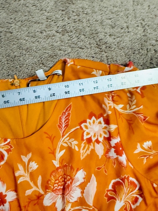 Collective Concepts Floral Midi Dress Women size Medium Orange Cutout Ring Dress - Picture 8 of 12